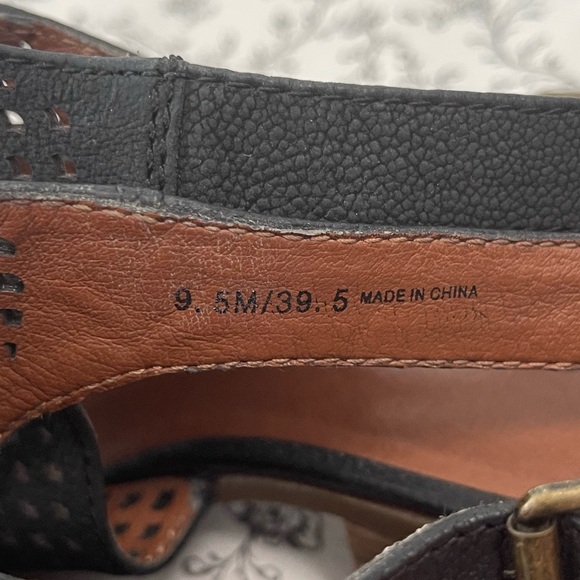 Lucky Brand Sling-back open toe Black leather mules ankle heeled sandals booties - Picture 6 of 11